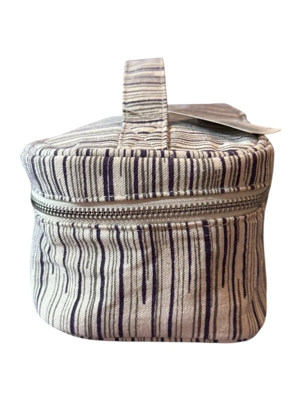 Nordstrom Striped Canvas Cosmetic Case - Cream and Navy, NWT